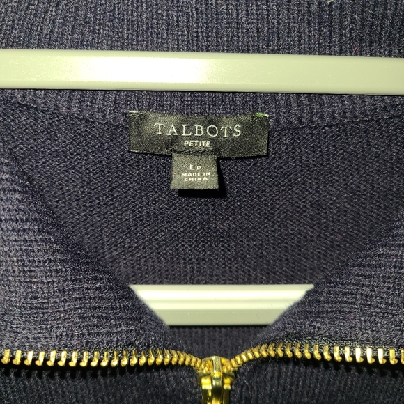 Talbots Half-Zip Mockneck Sweater - Stripe Fair Isle size Large petite - Picture 6 of 13